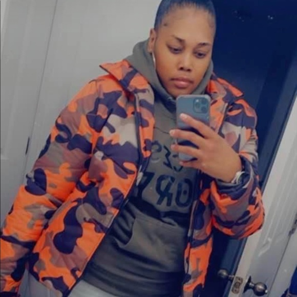 Camouflage Orange Bubble Parka - Picture 2 of 4